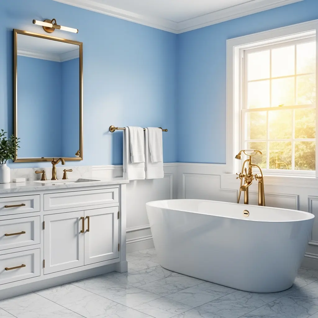 Sky Blue and White Bathroom