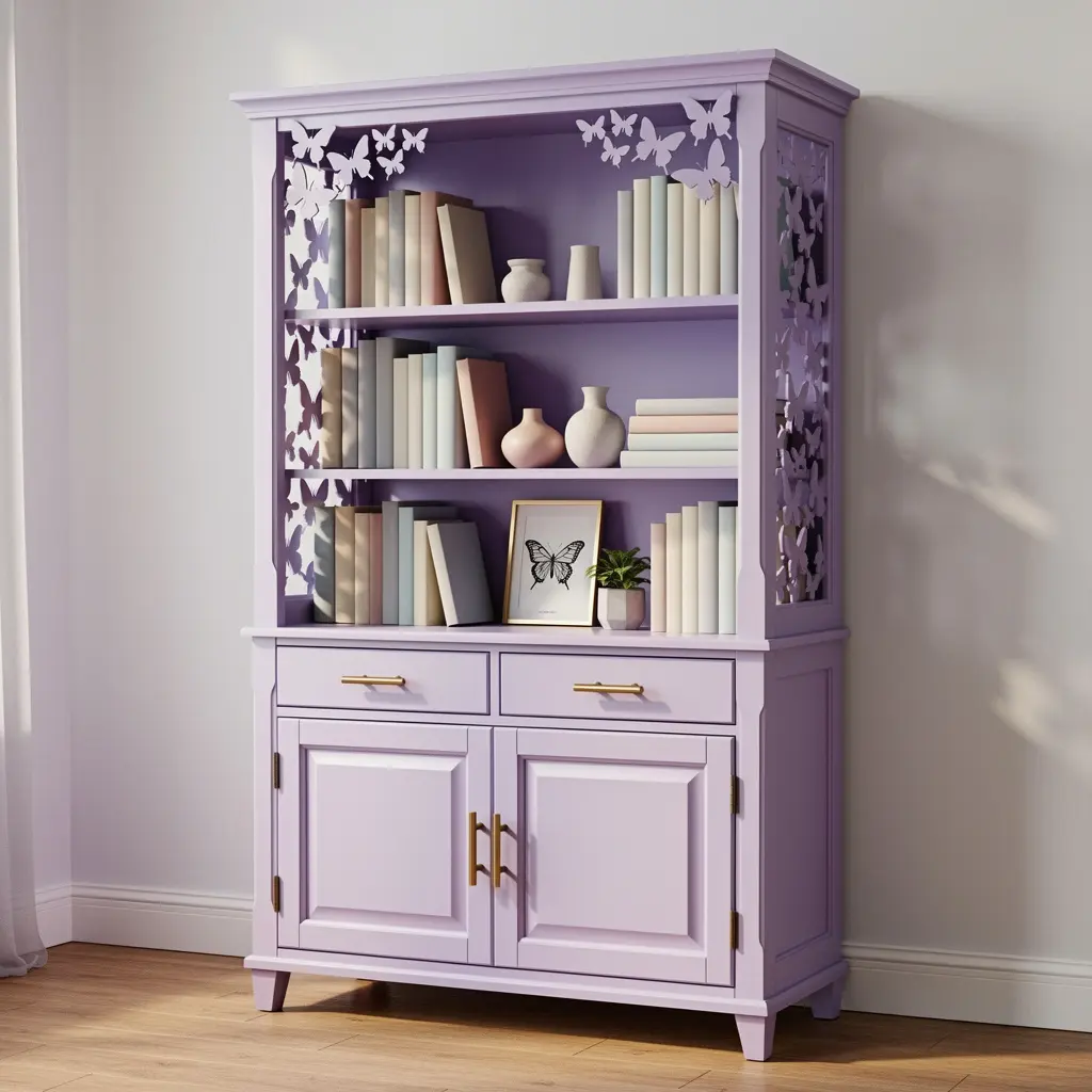 Cute Lavender Butterfly Bookshelf