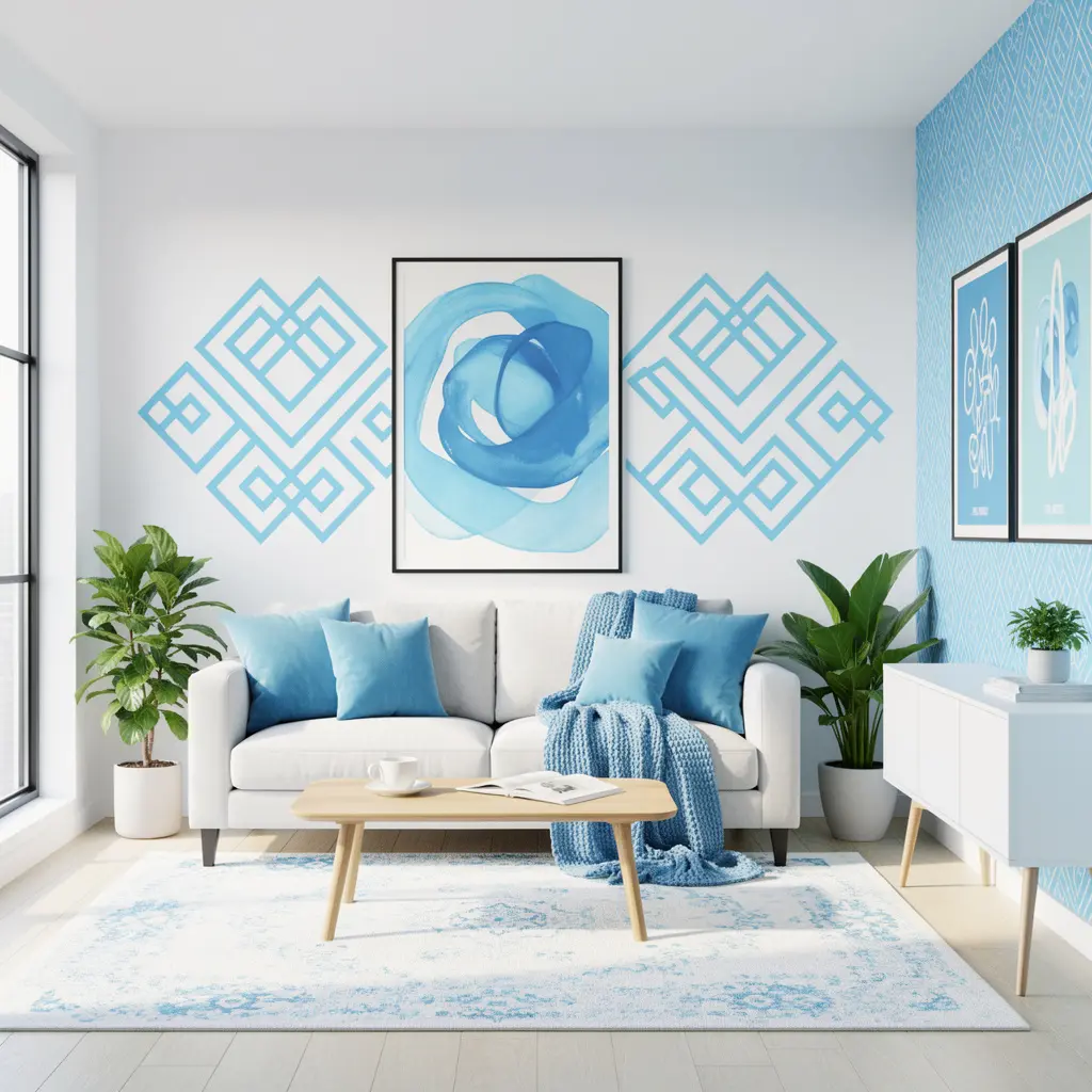 Sky Blue and White Apartment Decor