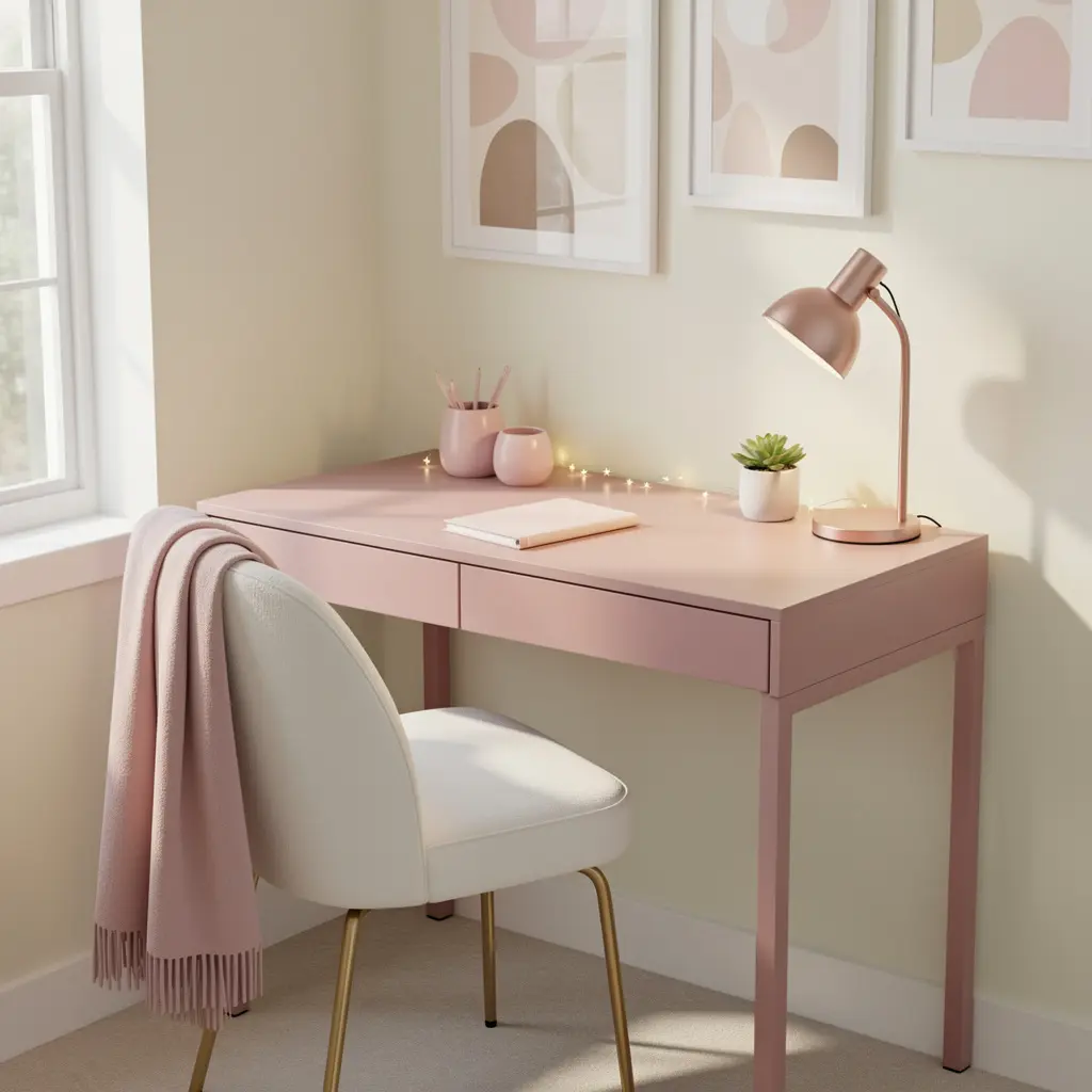 Blush Pink Aesthetic Study Corner