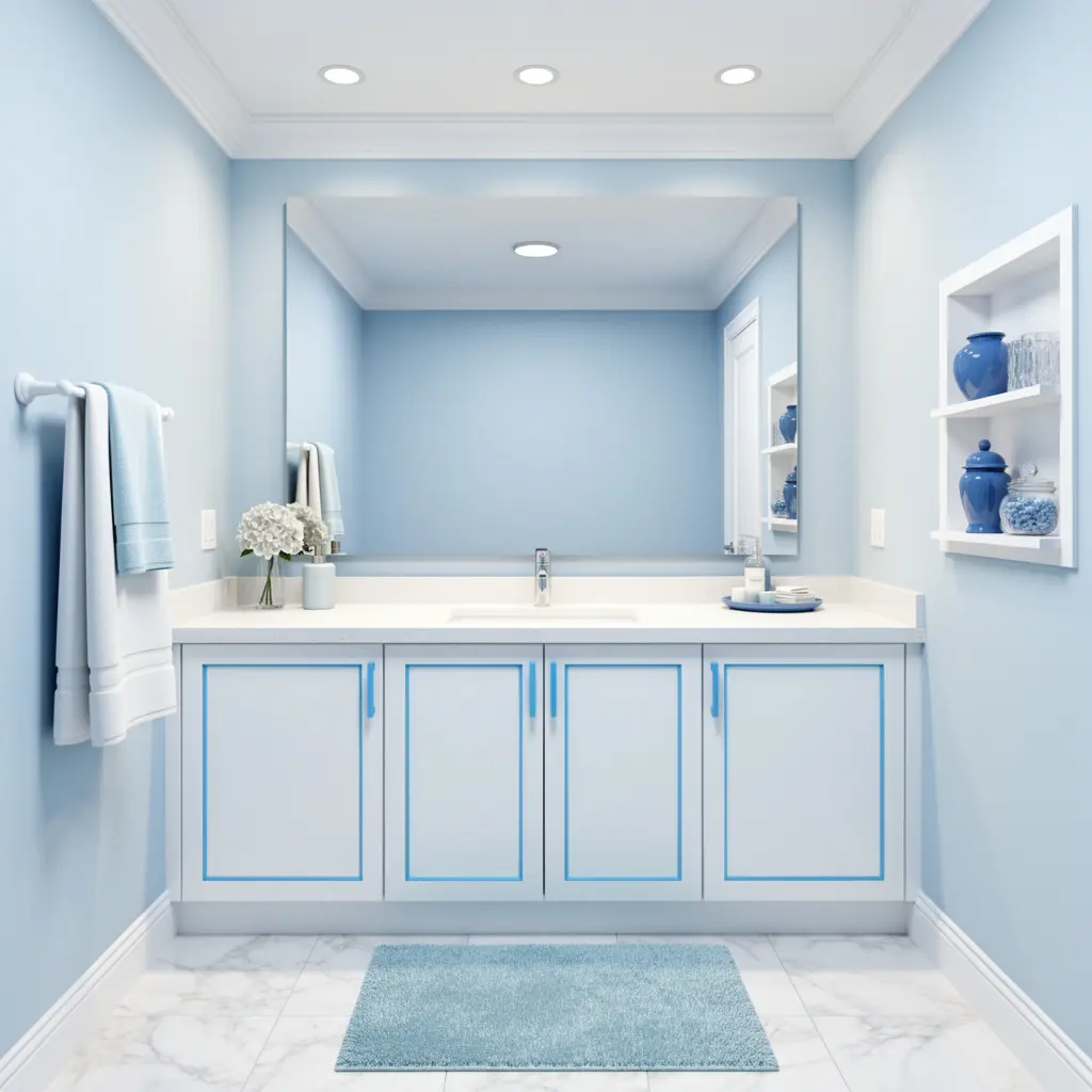 Sky Blue and White Bathroom