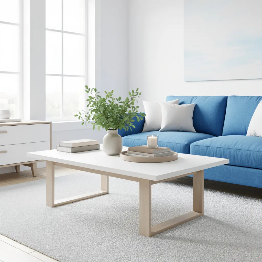 Sky Blue and White Living Room