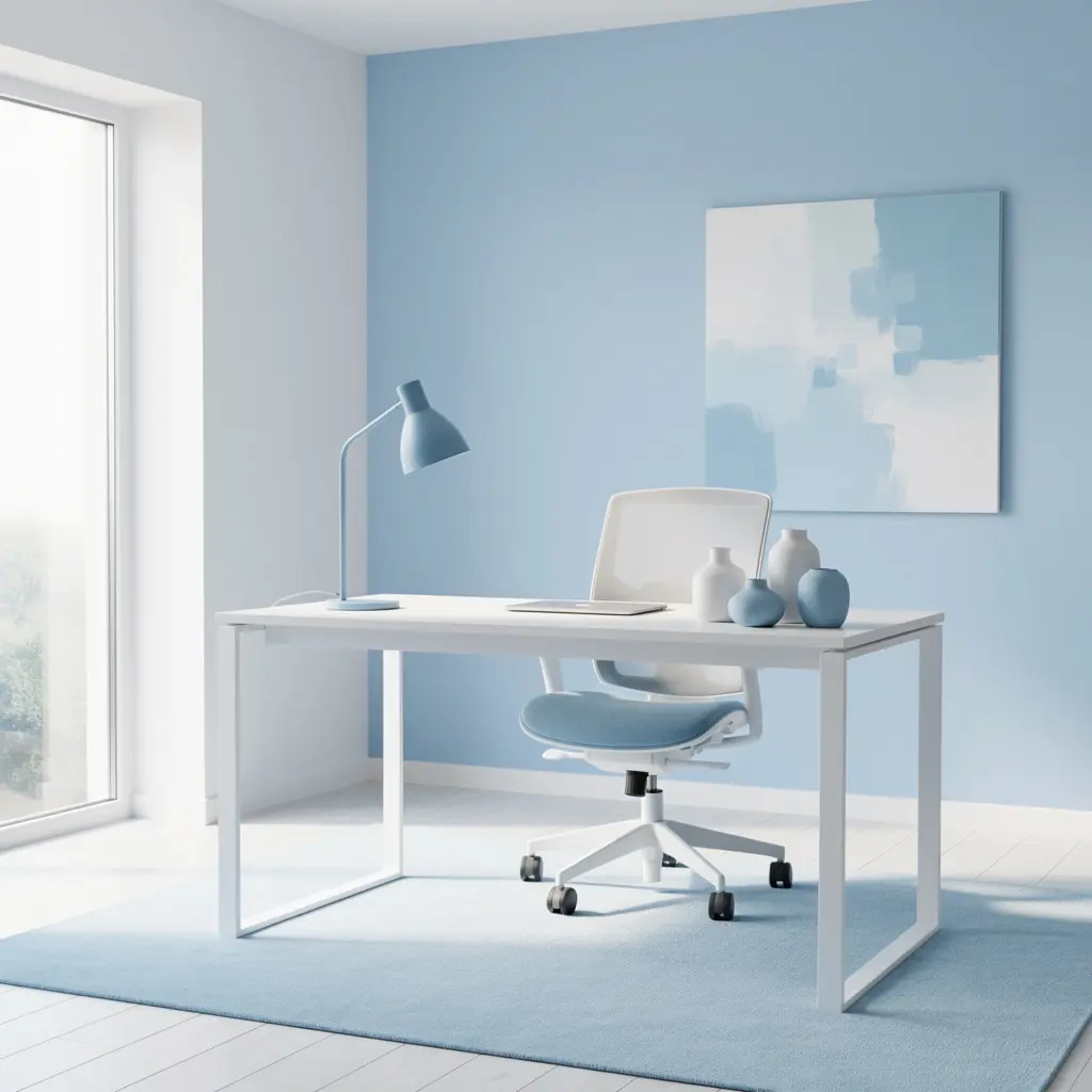 Sky Blue and White Home Office