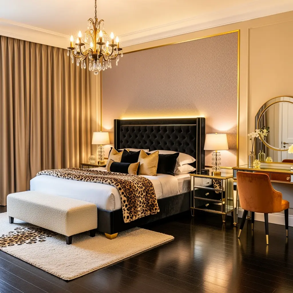 Luxury Leopard Glam Bedroom Decor