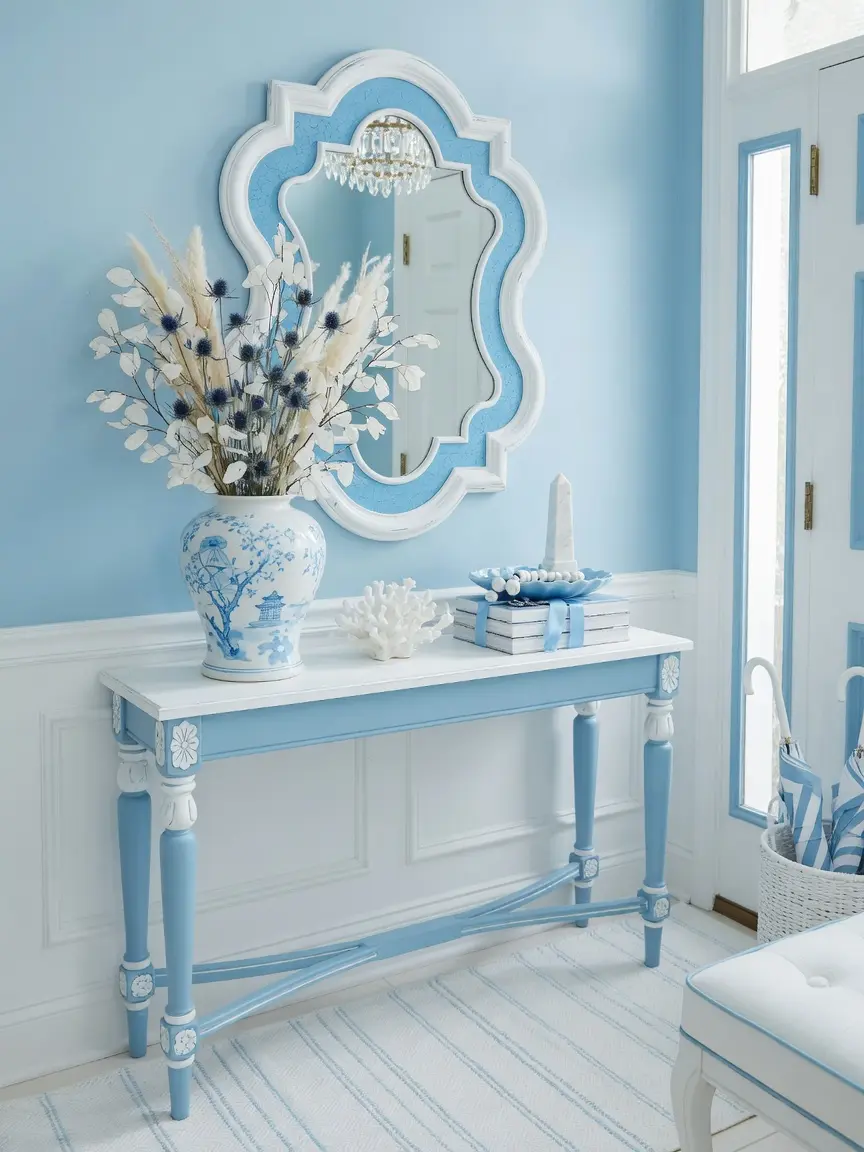 Sky Blue and White Entryway