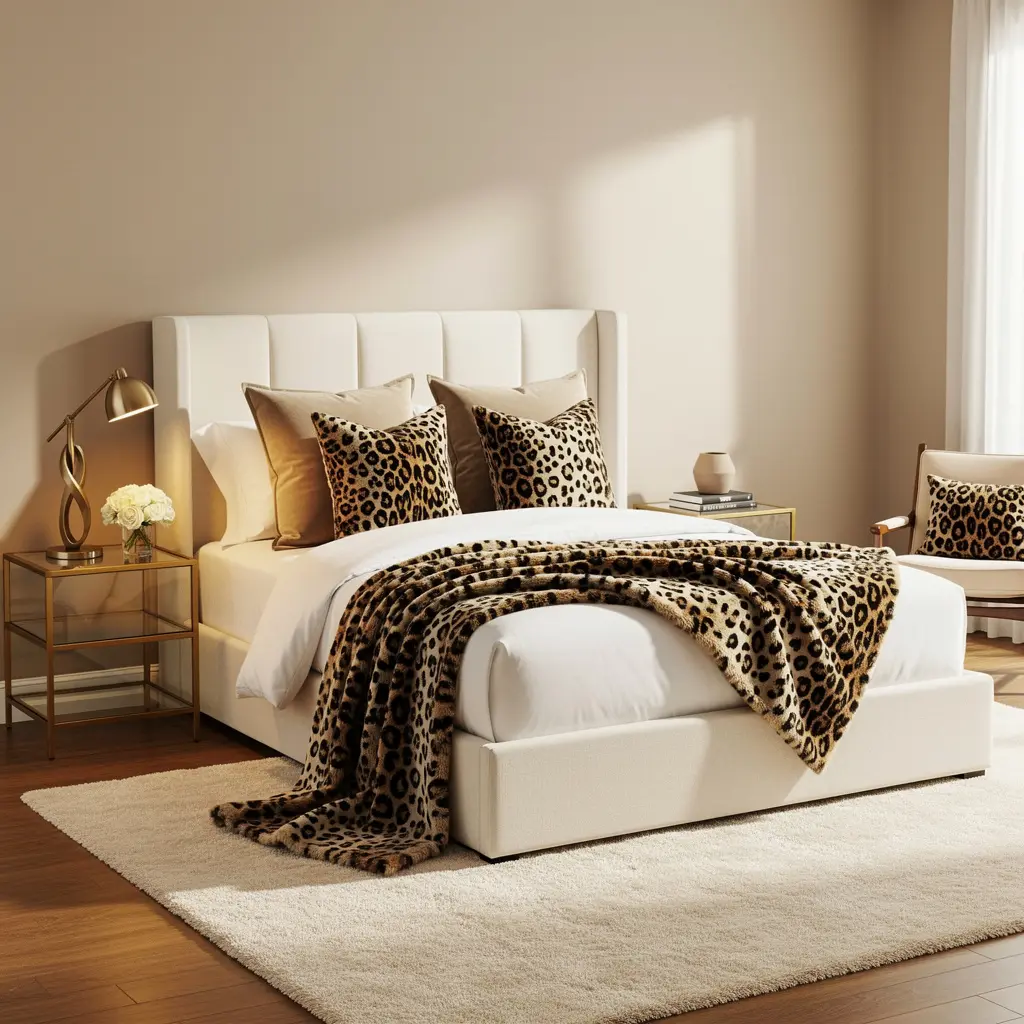 Modern Glam Leopard Print Bedroom Decor