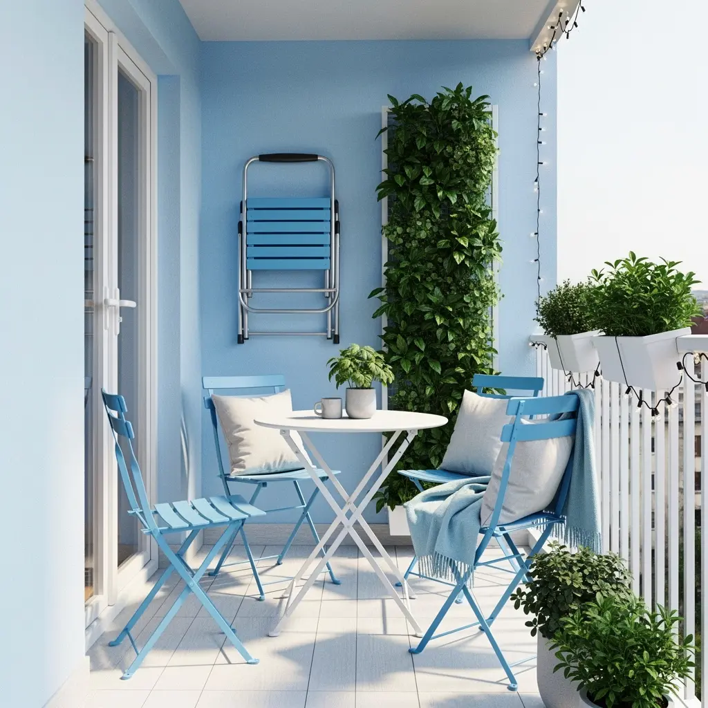 Sky Blue and White Balcony