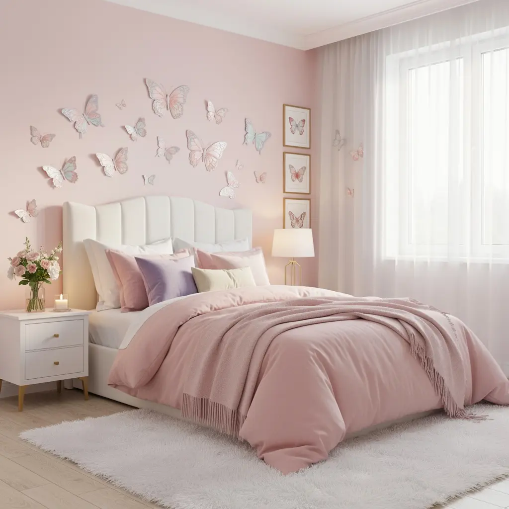 Pink Butterfly Bedroom Aesthetic