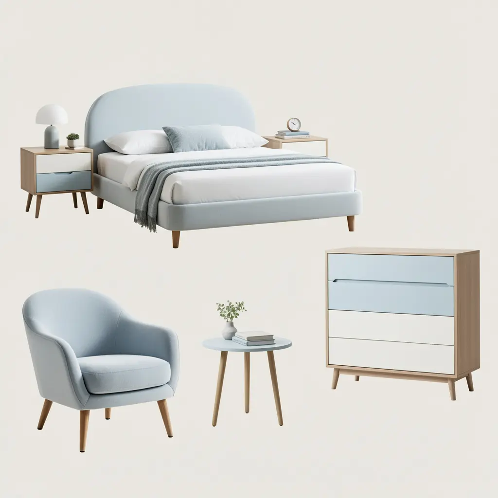 Blue Pastel Bedroom Setup