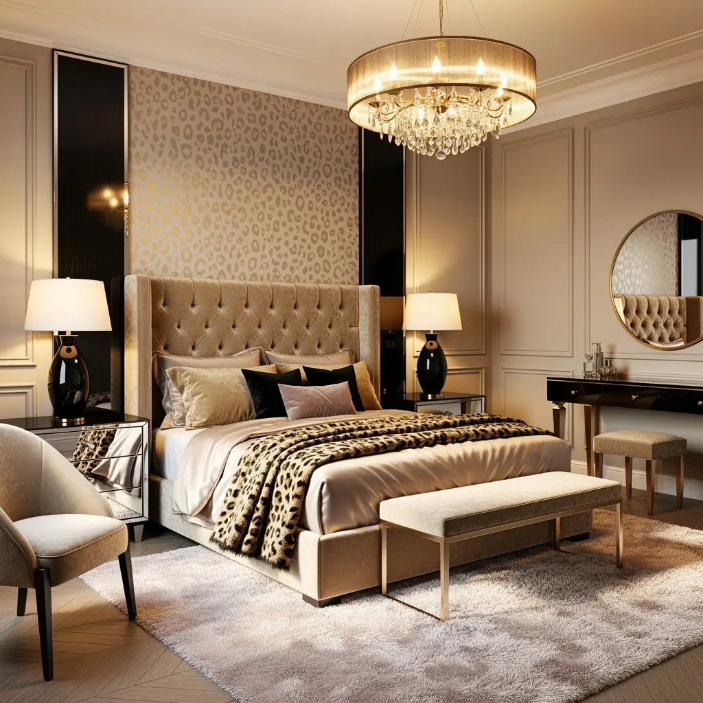 Luxury Leopard Glam Bedroom Decor