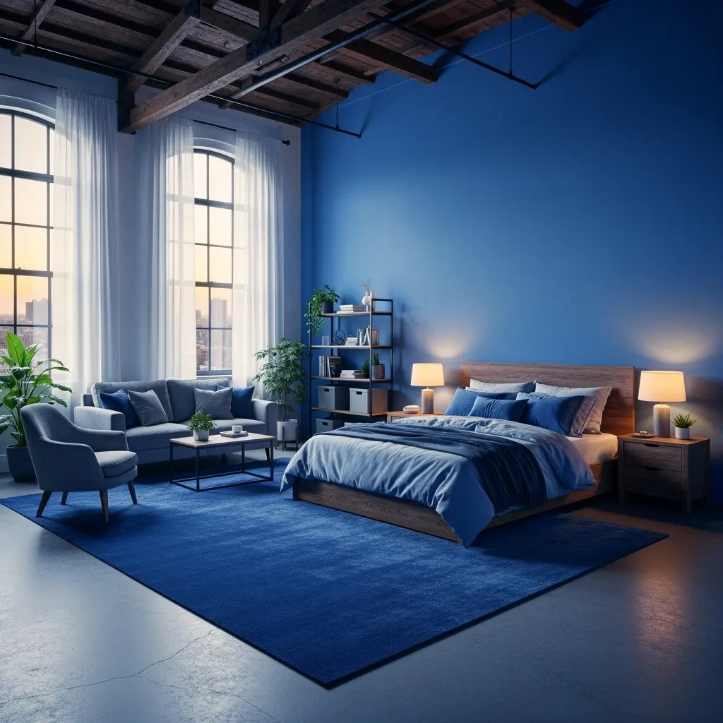 Dreamy Blue Loft Bedroom Aesthetic