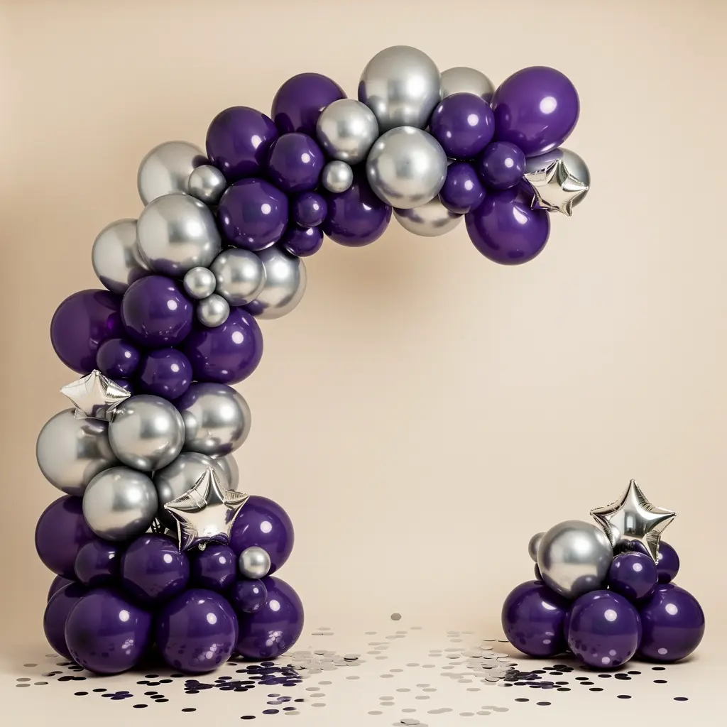 Purple and Silver Birthday Balloon Decoration