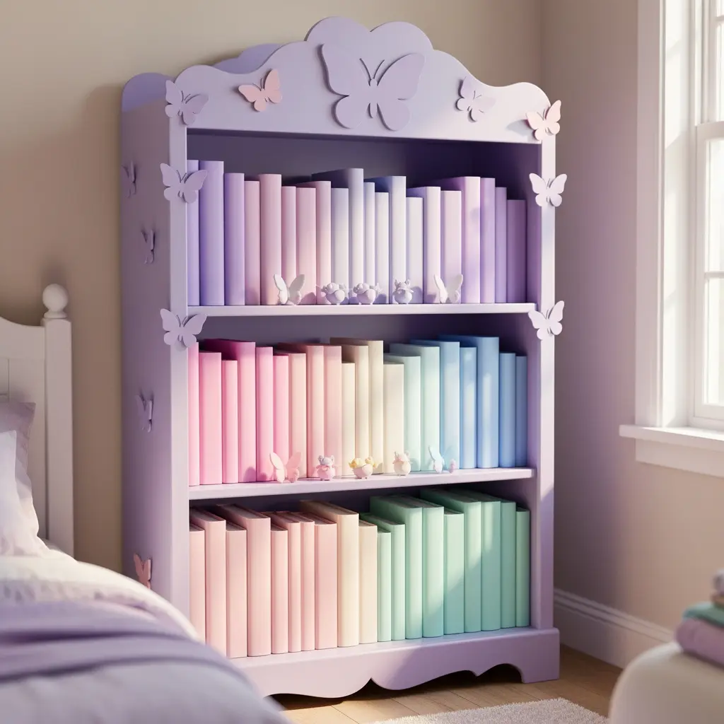 Cute Lavender Butterfly Bookshelf