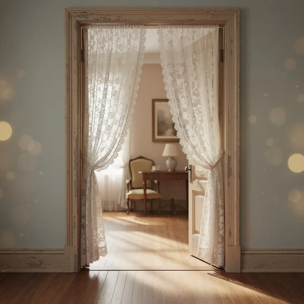 Dreamy Vintage Lace Curtain Doorway