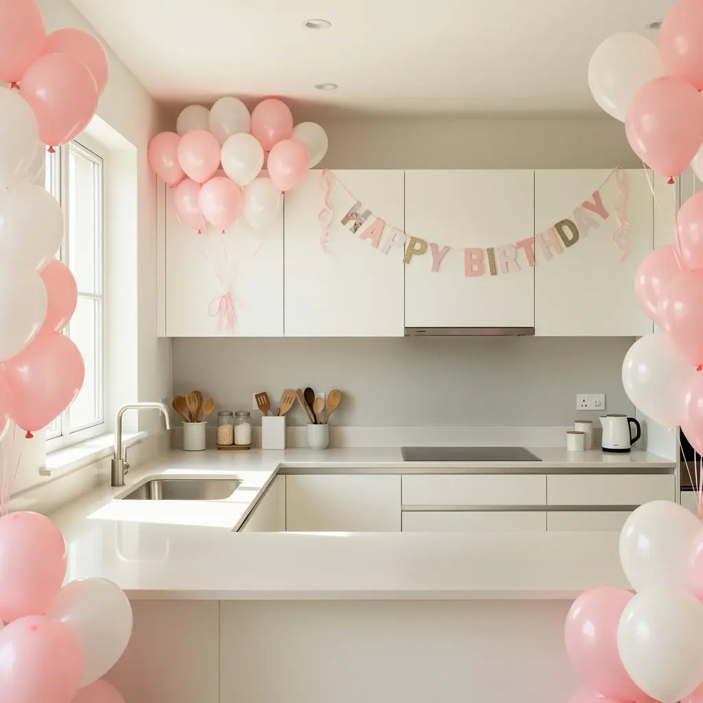 Pink Balloon Birthday Party Kitchen Decor
