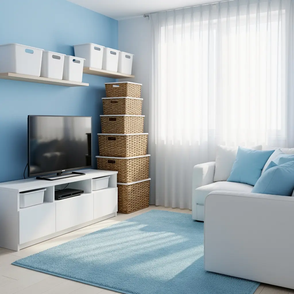 Sky Blue and White Apartment Decor