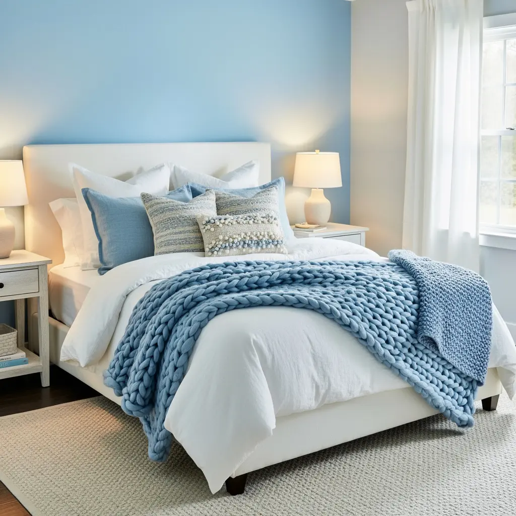 Sky Blue and White Bedroom