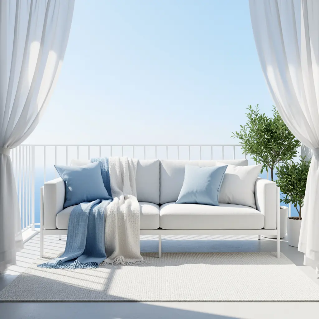 Sky Blue and White Balcony