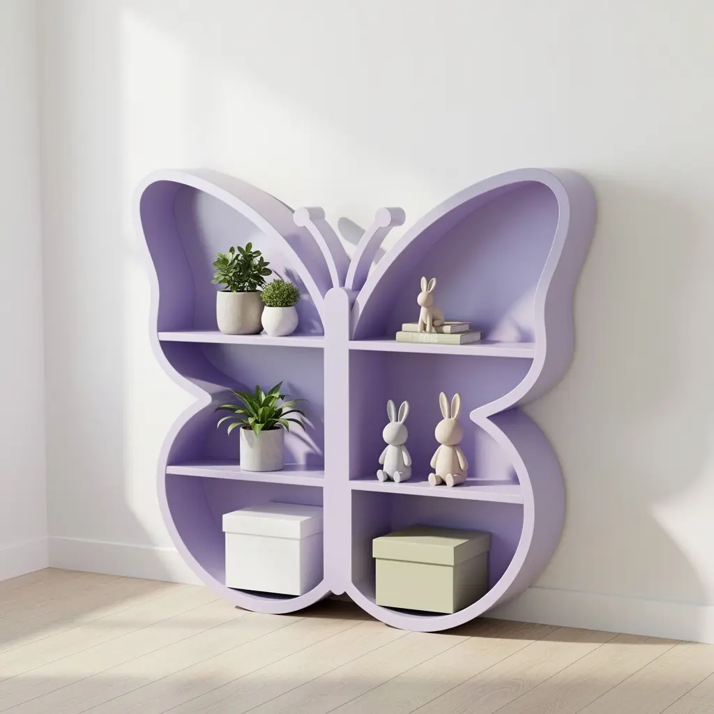 Cute Lavender Butterfly Bookshelf