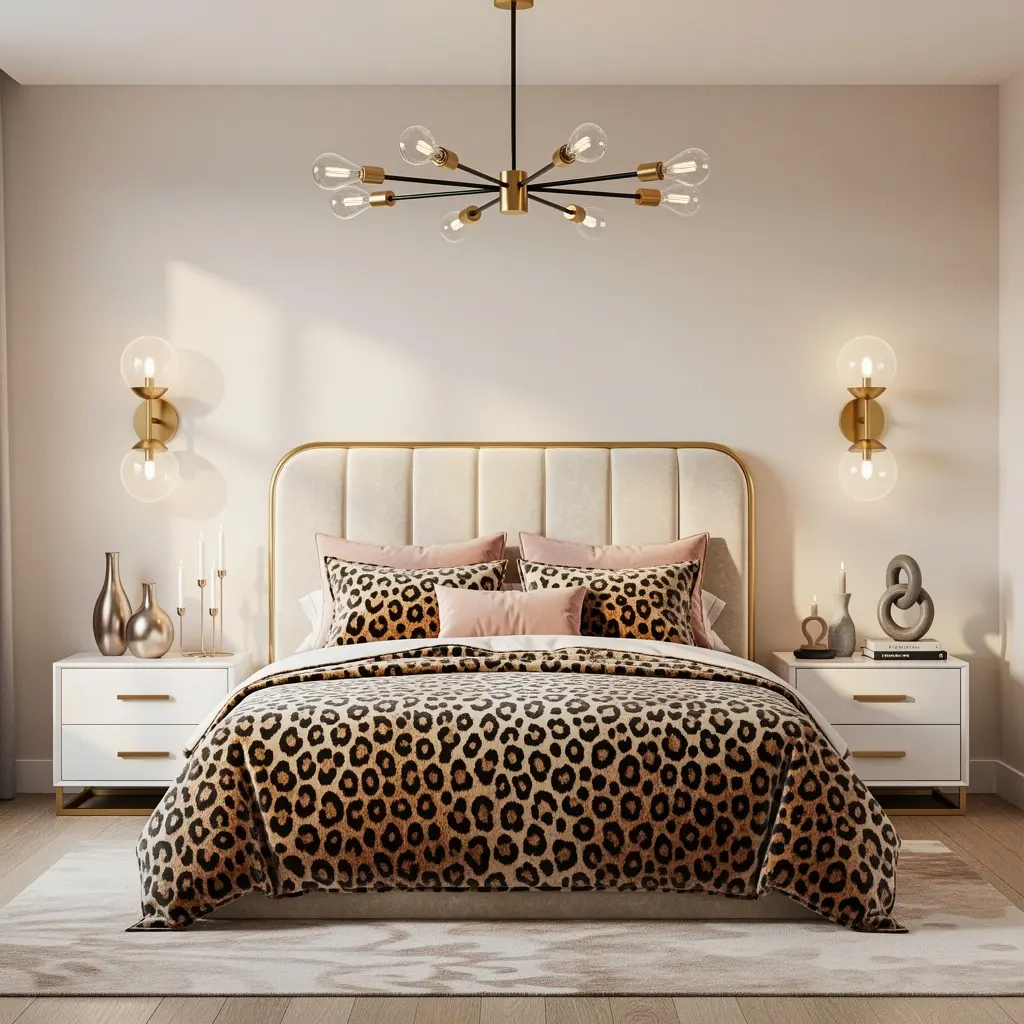 Modern Glam Leopard Print Bedroom Decor