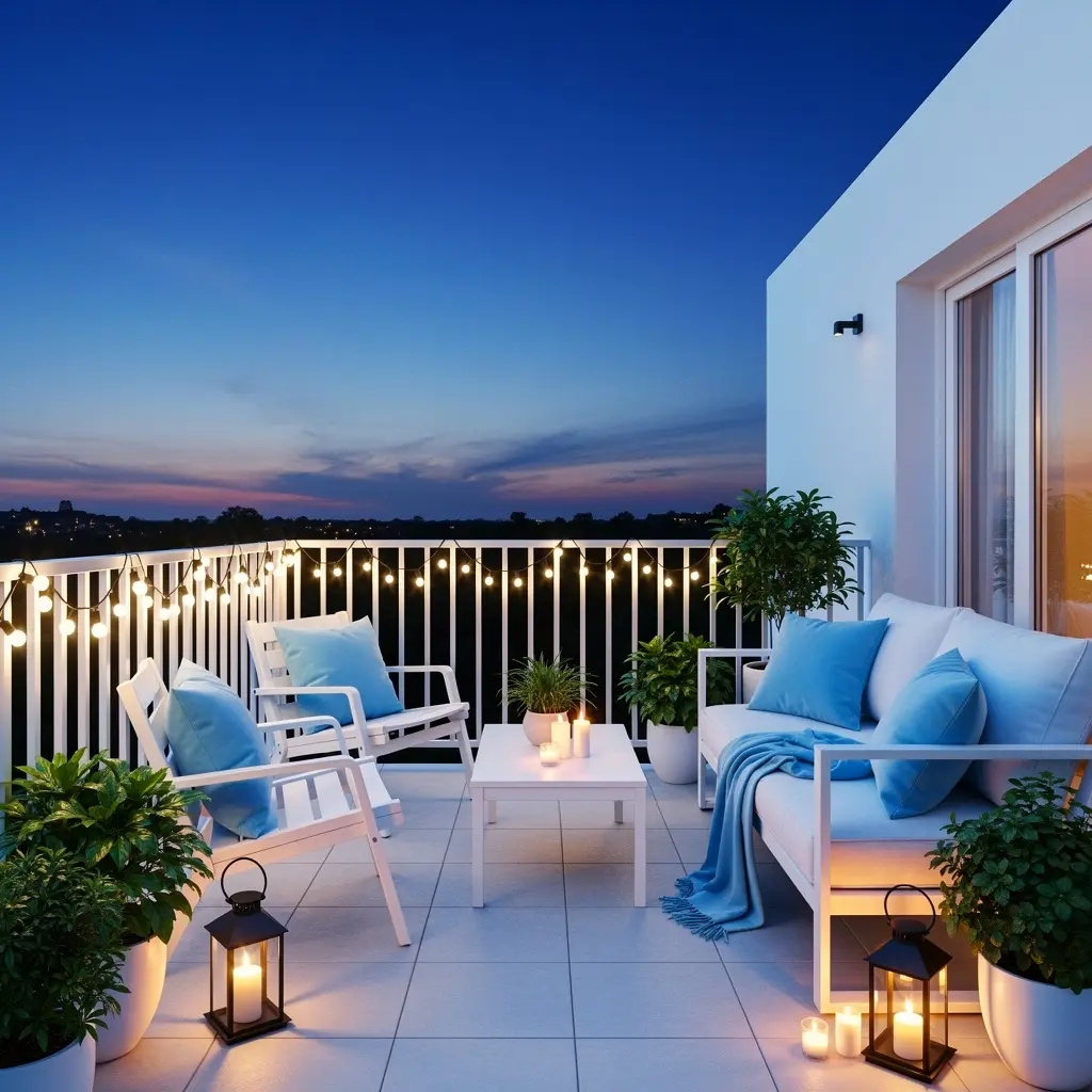 Sky Blue and White Balcony