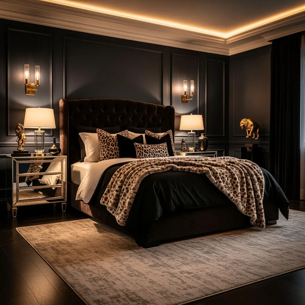 Luxury Leopard Glam Bedroom Decor