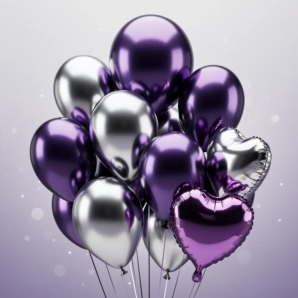Purple and Silver Birthday Balloon Decoration
