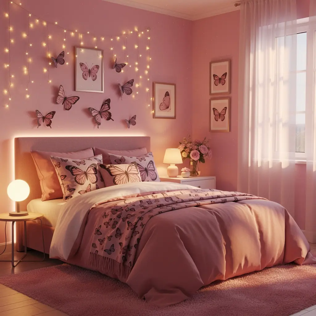 Pink Butterfly Bedroom Aesthetic