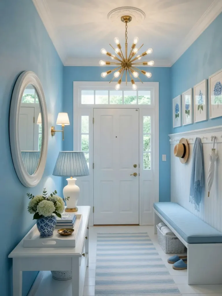 Sky Blue and White Entryway