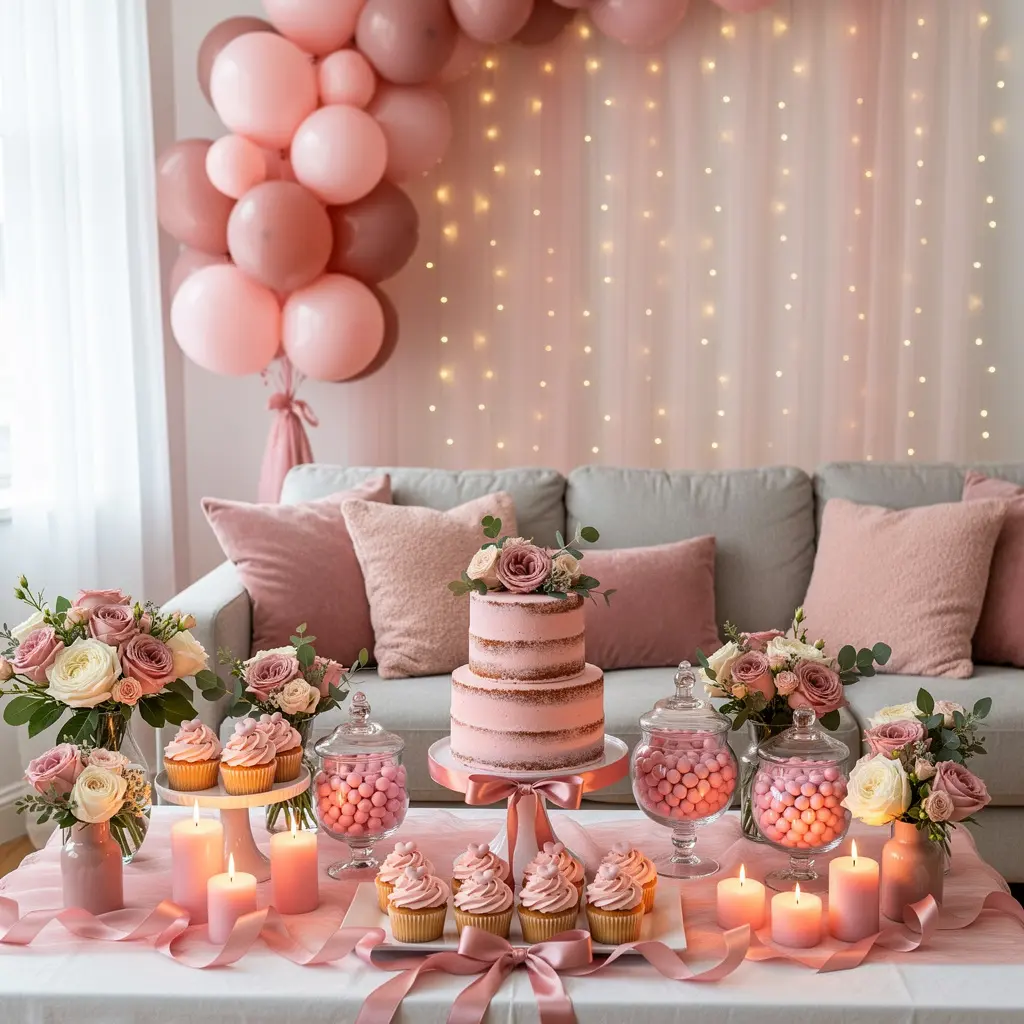 Romantic Pink Birthday Decoration at Home