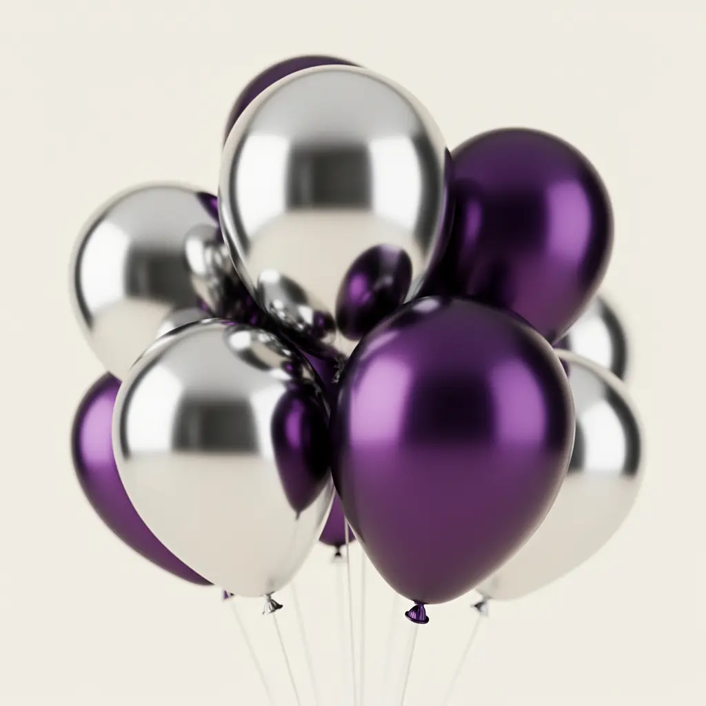 Purple and Silver Birthday Balloon Decoration
