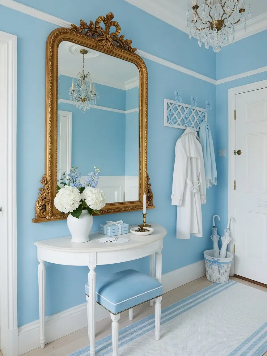 Sky Blue and White Entryway