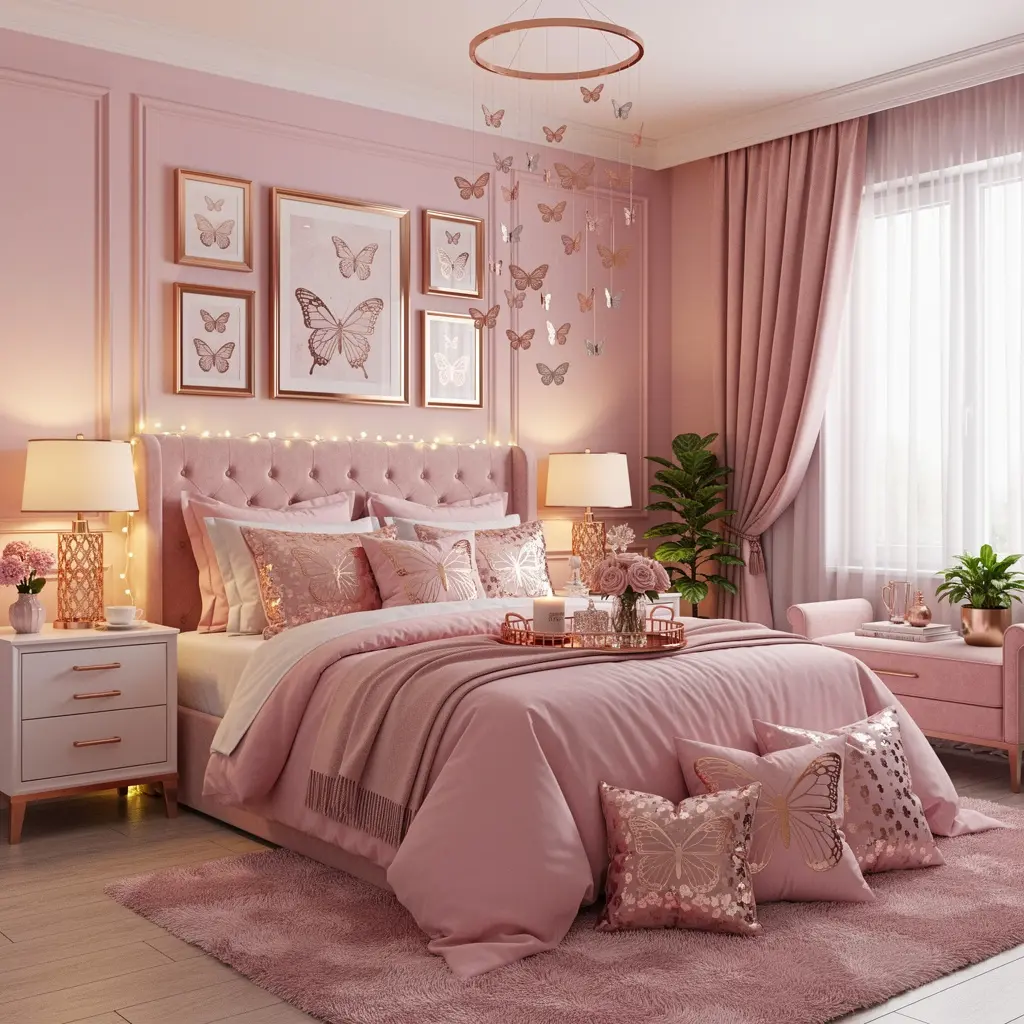 Pink Butterfly Bedroom Aesthetic