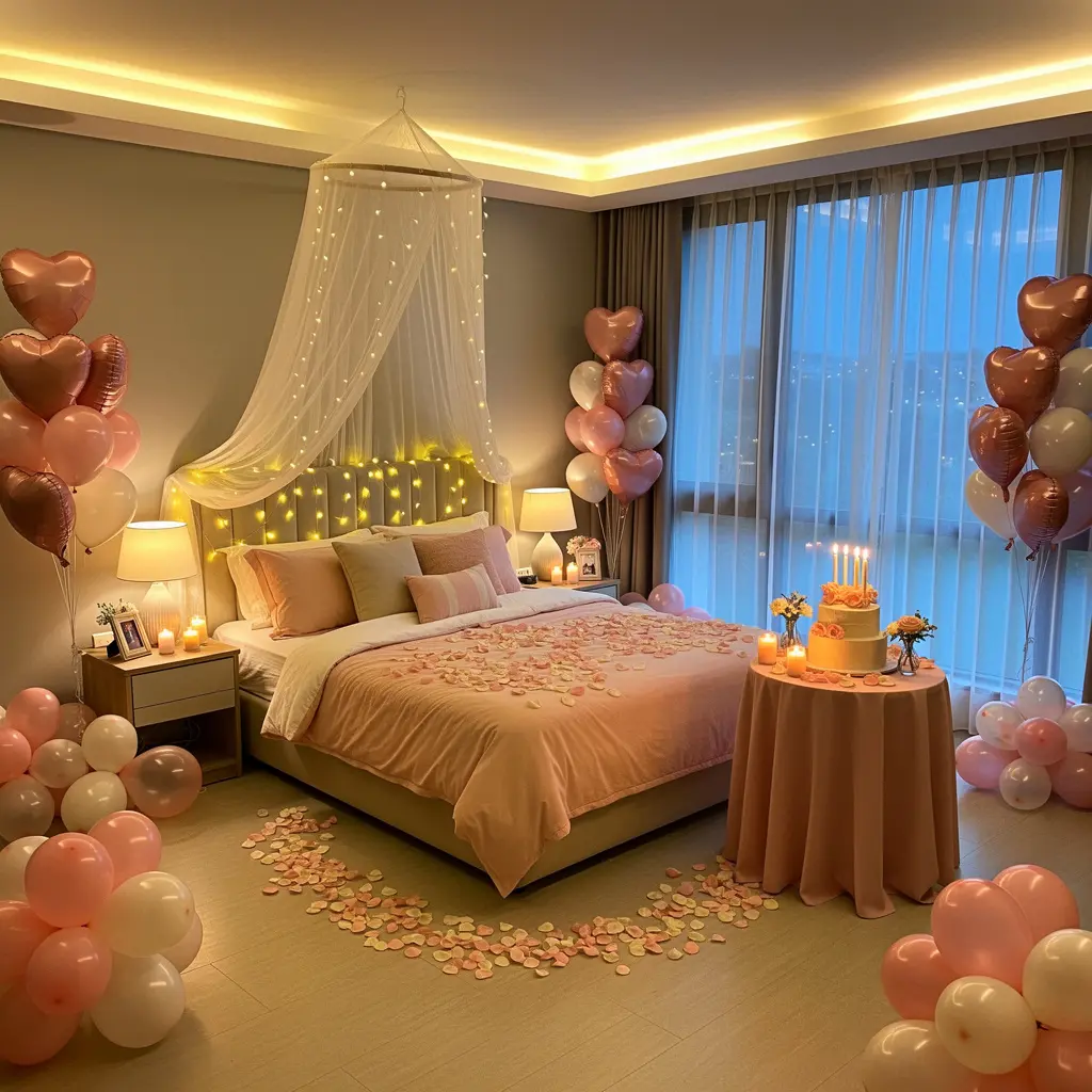 Dreamy Romantic Birthday Room Decoration