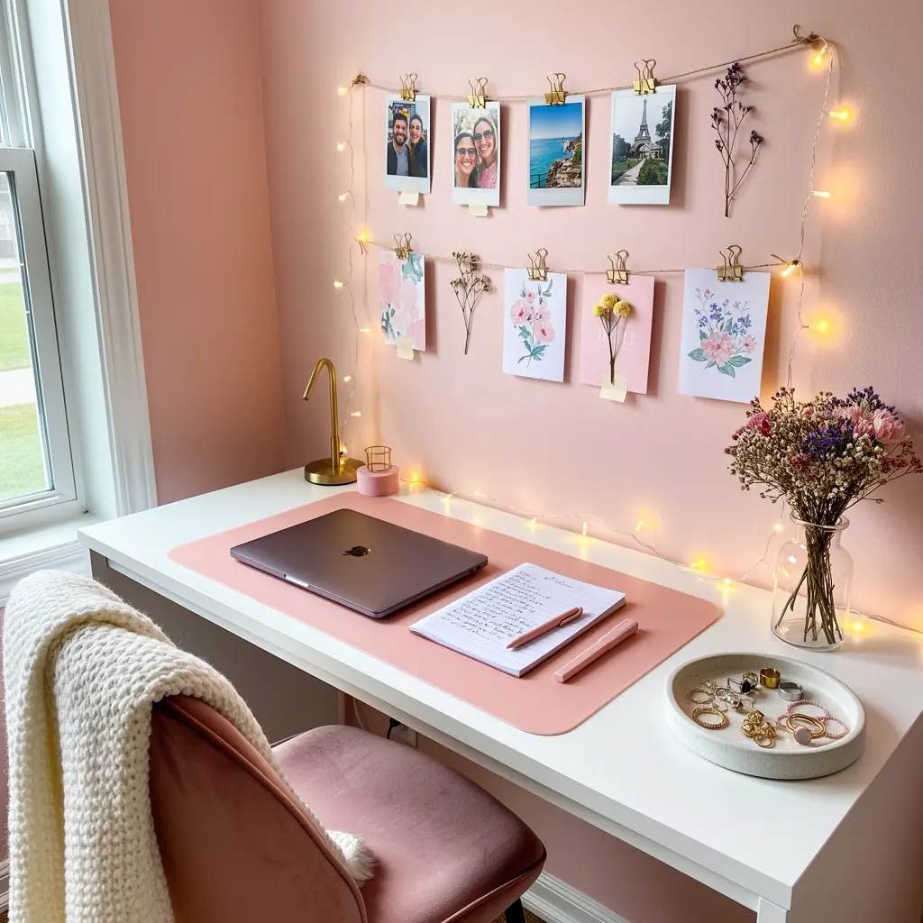 Blush Pink Aesthetic Study Corner
