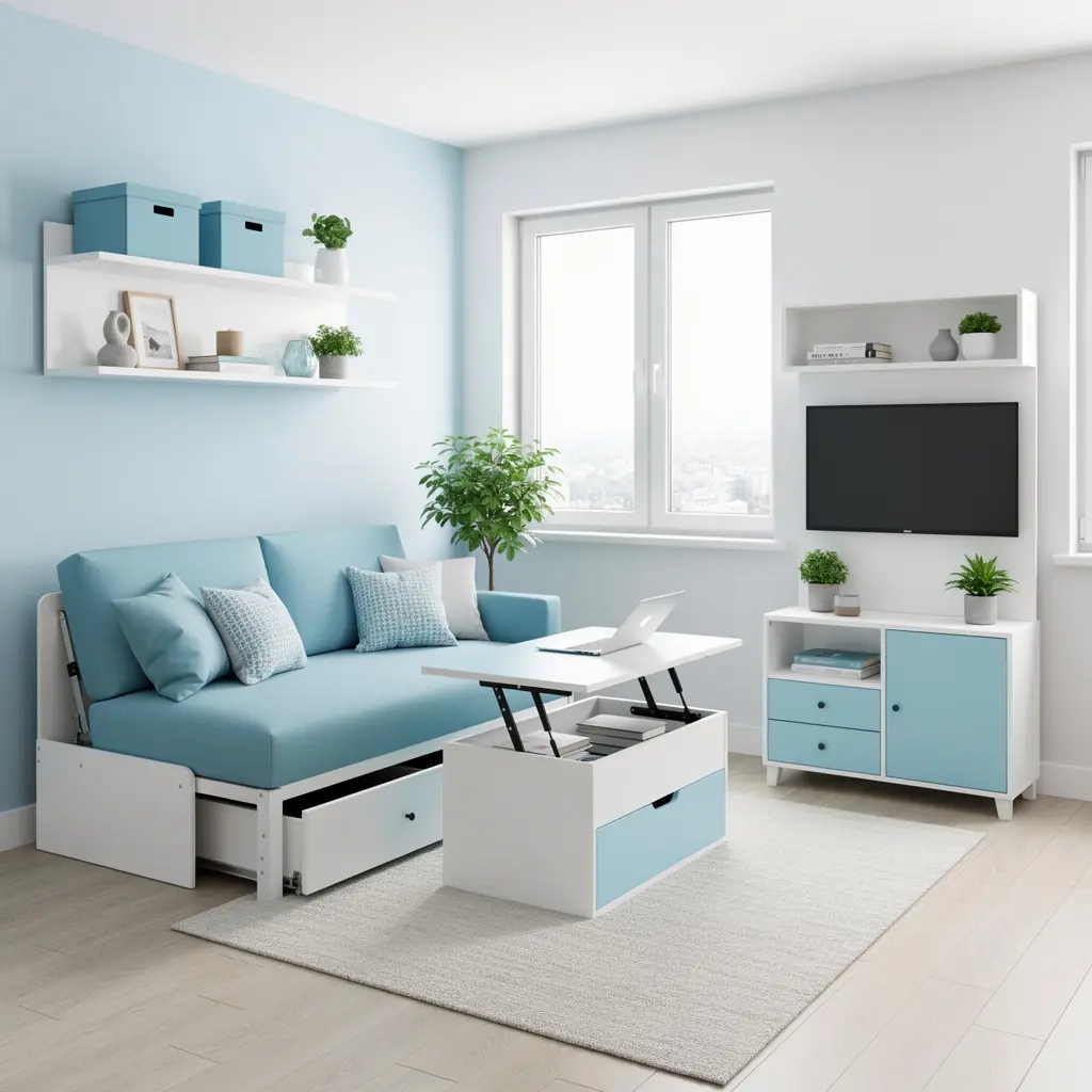 Sky Blue and White Apartment Decor