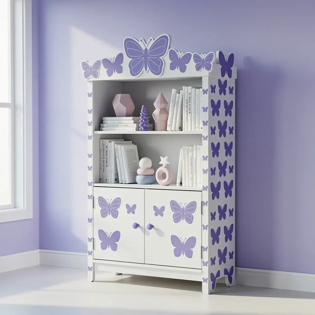 Cute Lavender Butterfly Bookshelf