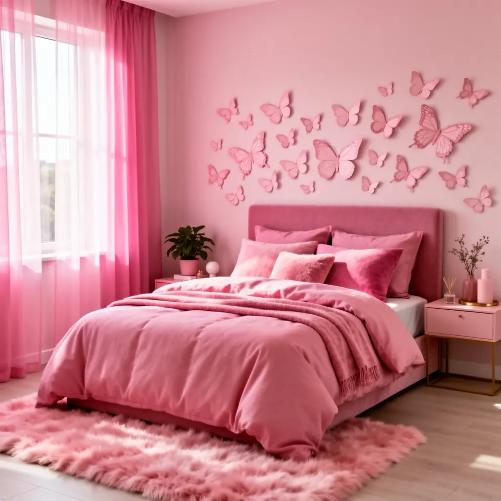 Pink Butterfly Bedroom Aesthetic