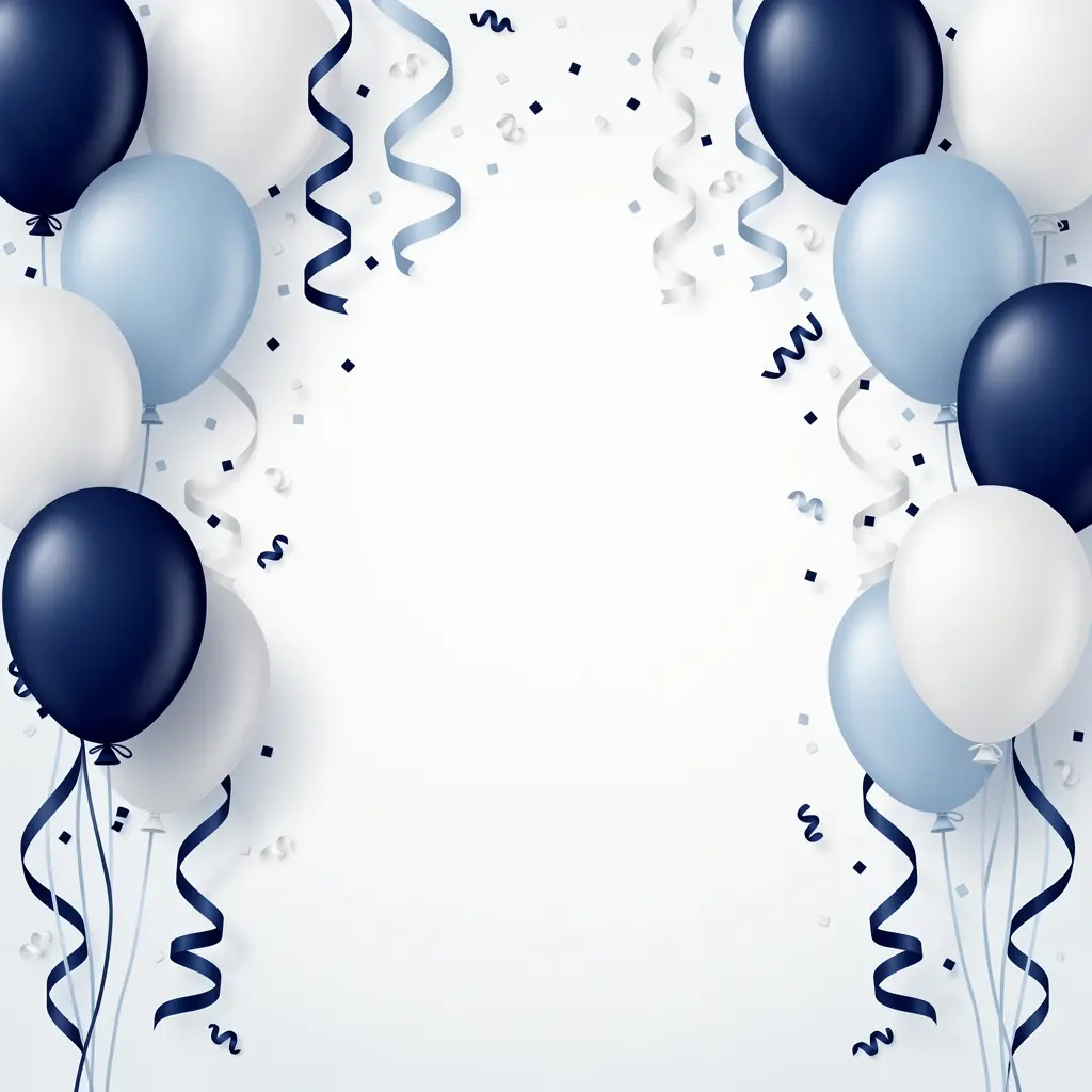 Elegant Blue and White Birthday Decoration