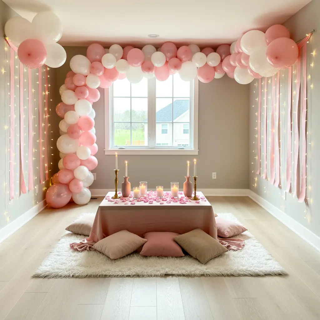 Romantic Pink Birthday Decoration at Home