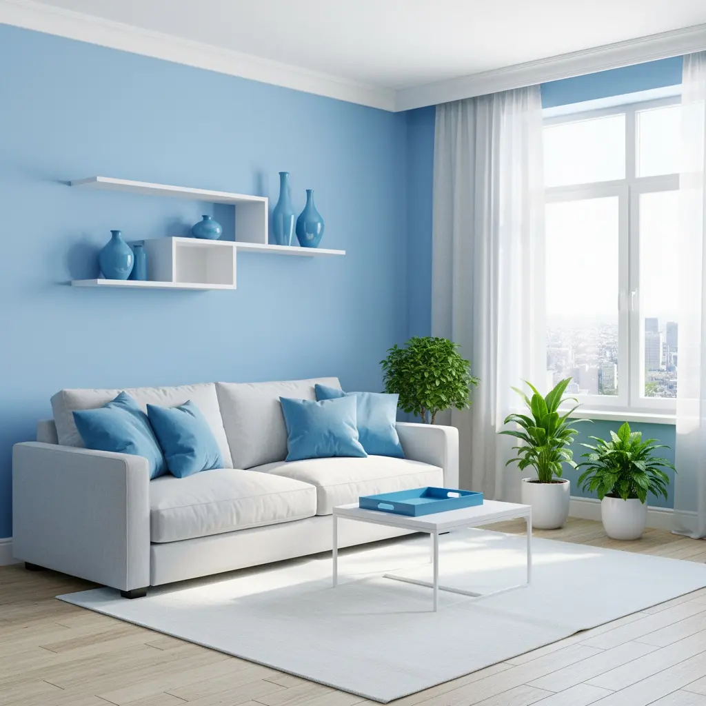 Sky Blue and White Apartment Decor