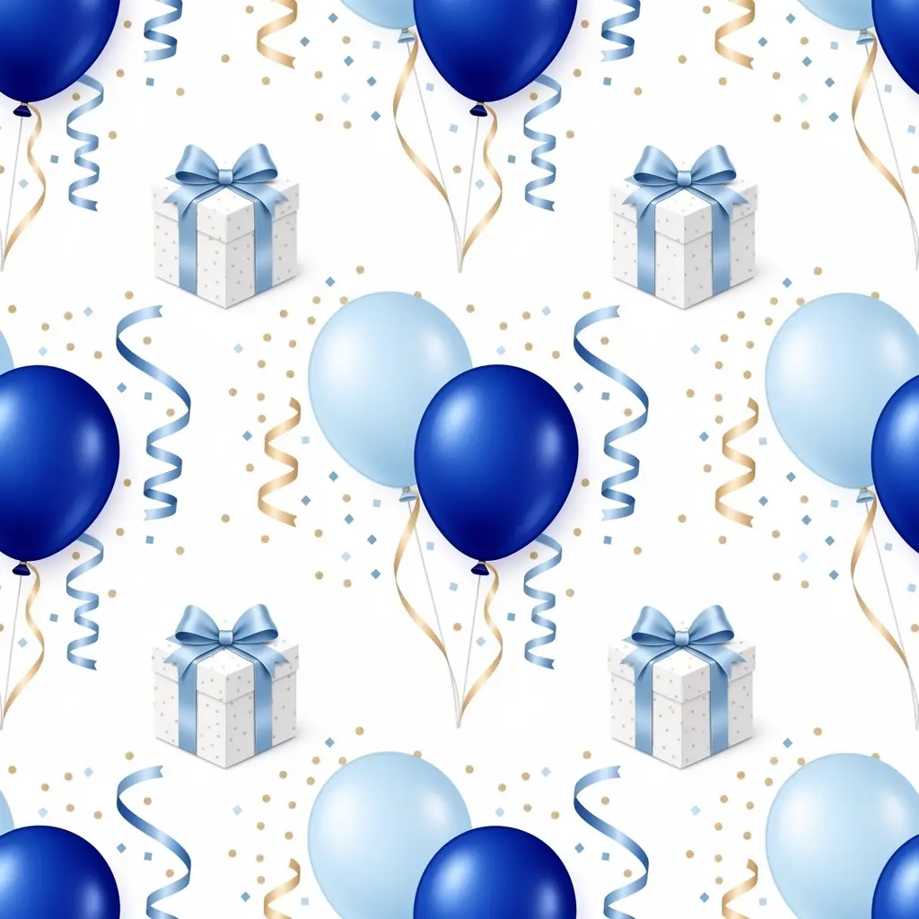 Elegant Blue and White Birthday Decoration