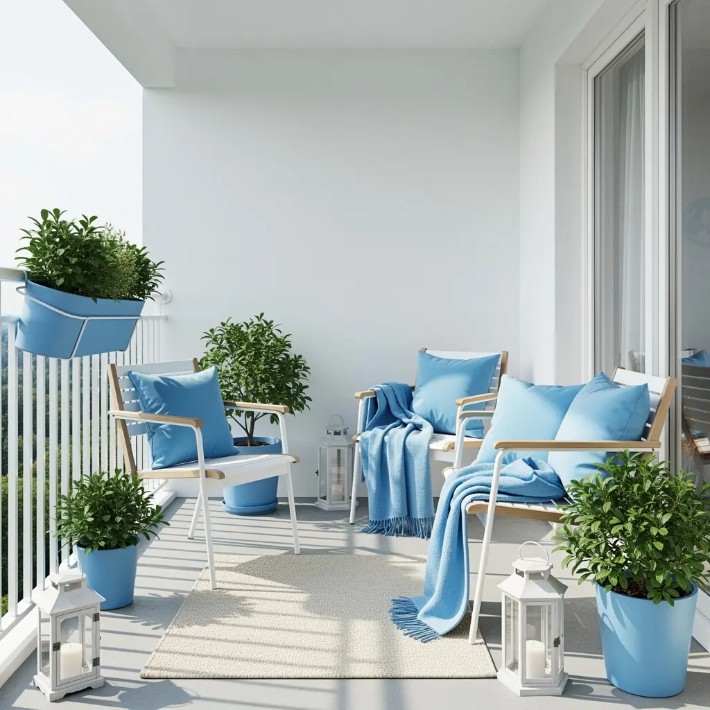 Sky Blue and White Balcony