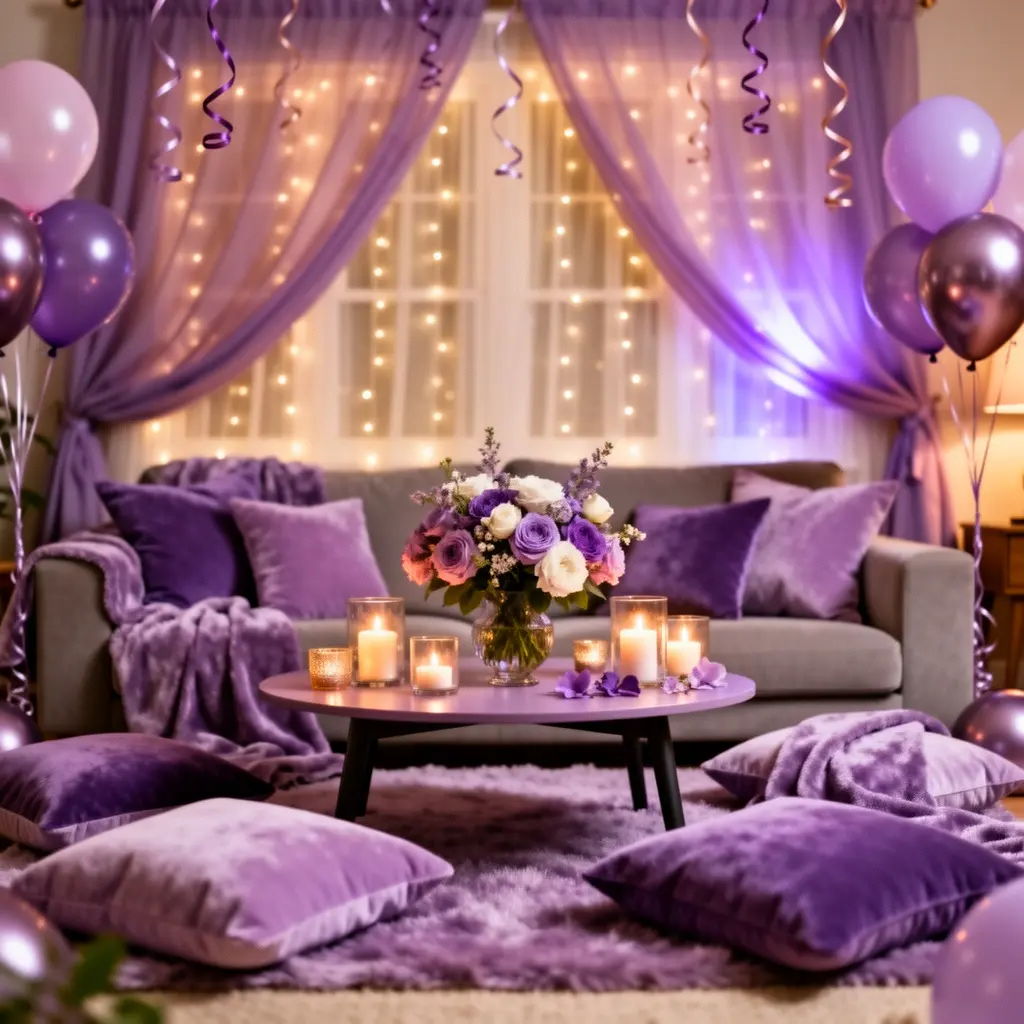 Dreamy Purple Birthday Setup at Home