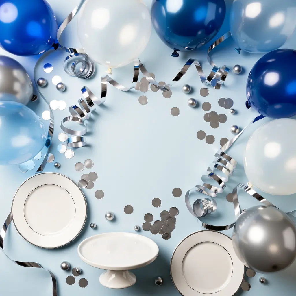 Elegant Blue and White Birthday Decoration