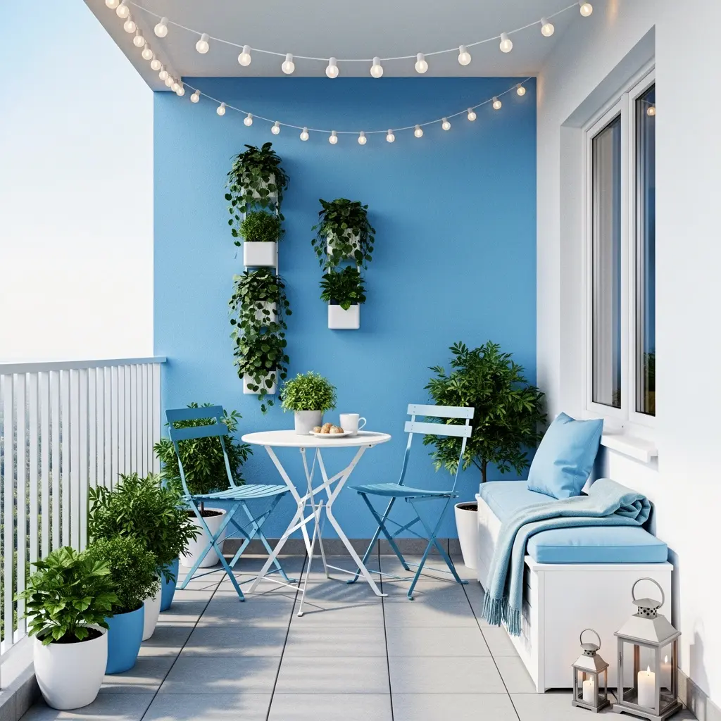 Sky Blue and White Balcony