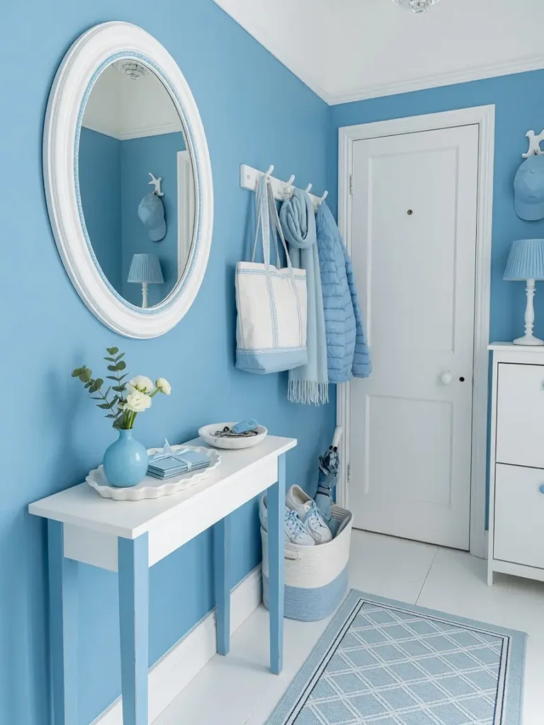 Sky Blue and White Entryway
