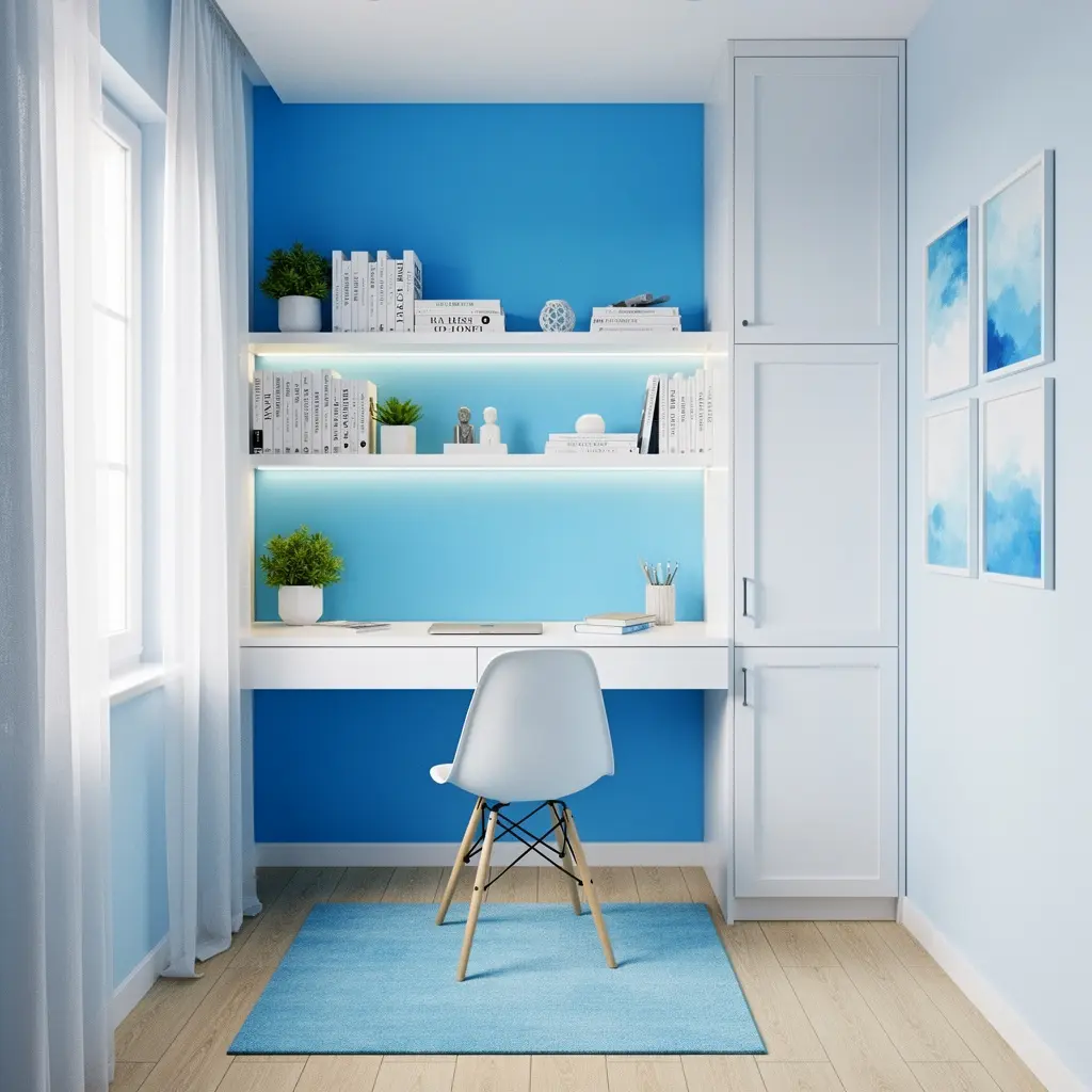 Sky Blue and White Home Office