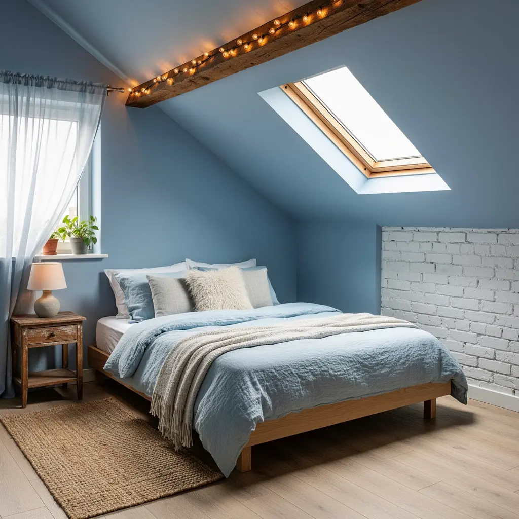 Dreamy Blue Loft Bedroom Aesthetic