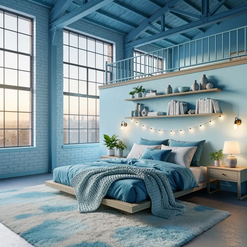 Dreamy Blue Loft Bedroom Aesthetic